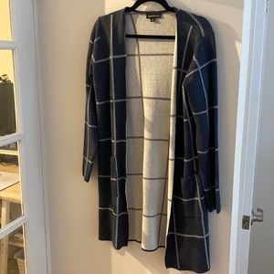 Fortune & Ivy Blue Windowpane Cardigan